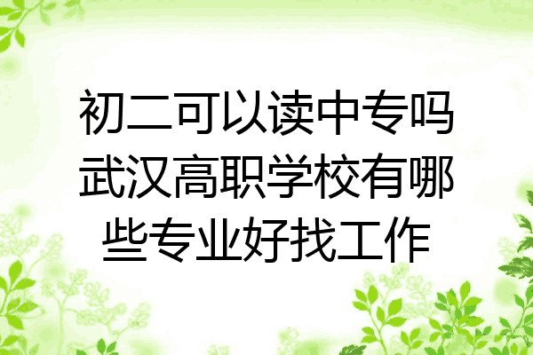初二可以读中专吗武汉高职学校有哪些专业好找工作