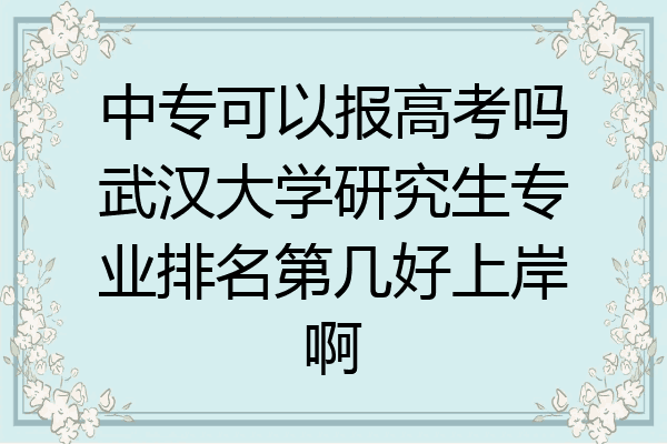 中专可以报高考吗武汉大学研究生专业排名第几好上岸啊