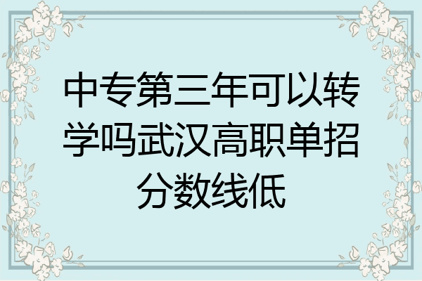 中专第三年可以转学吗武汉高职单招分数线低