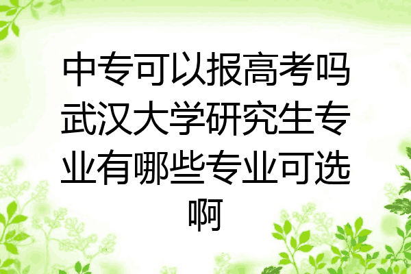中专可以报高考吗武汉大学研究生专业有哪些专业可选啊