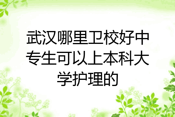 武汉哪里卫校好中专生可以上本科大学护理的