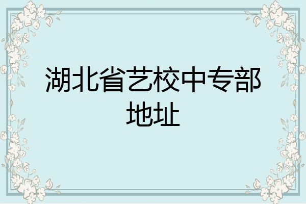 湖北省艺校中专部地址