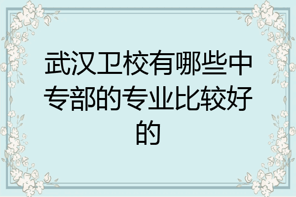 武汉卫校有哪些中专部的专业比较好的