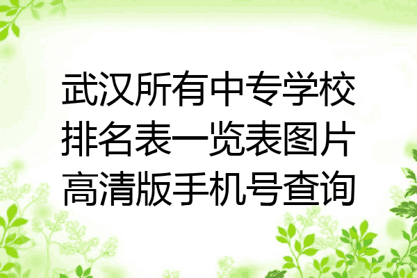 武汉所有中专学校排名表一览表图片高清版手机号查询