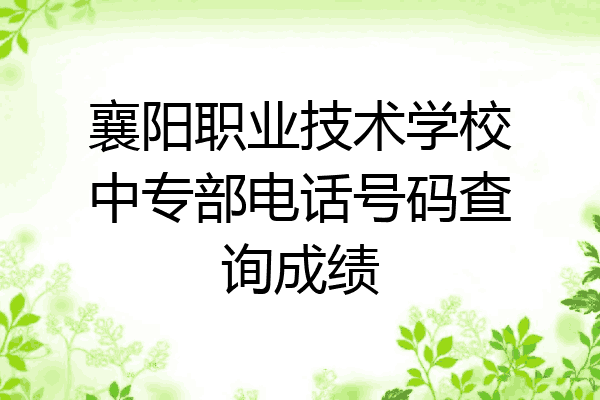 襄阳职业技术学校中专部电话号码查询成绩