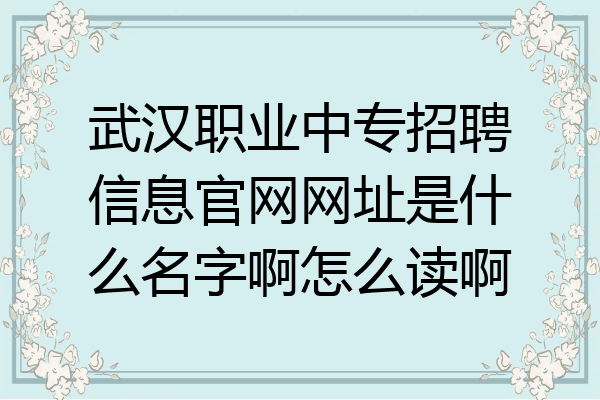武汉职业中专招聘信息官网网址是什么名字啊怎么读啊