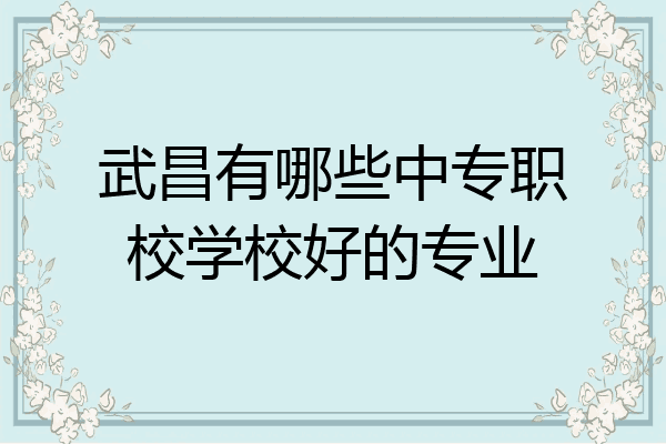武昌有哪些中专职校学校好的专业