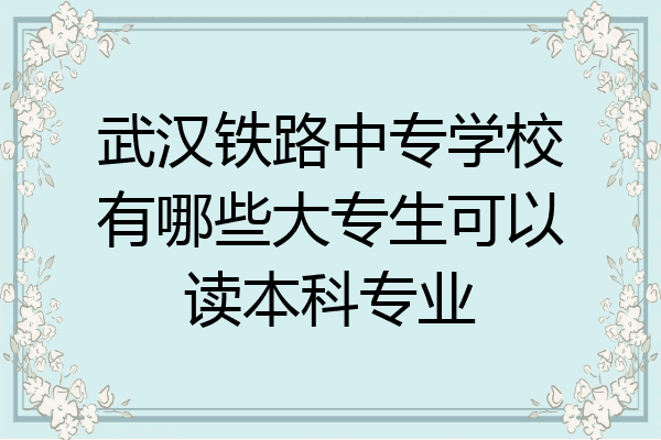 武汉铁路中专学校有哪些大专生可以读本科专业