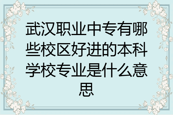 武汉职业中专有哪些校区好进的本科学校专业是什么意思