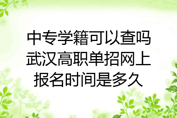 中专学籍可以查吗武汉高职单招网上报名时间是多久