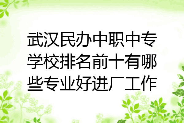 武汉民办中职中专学校排名前十有哪些专业好进厂工作