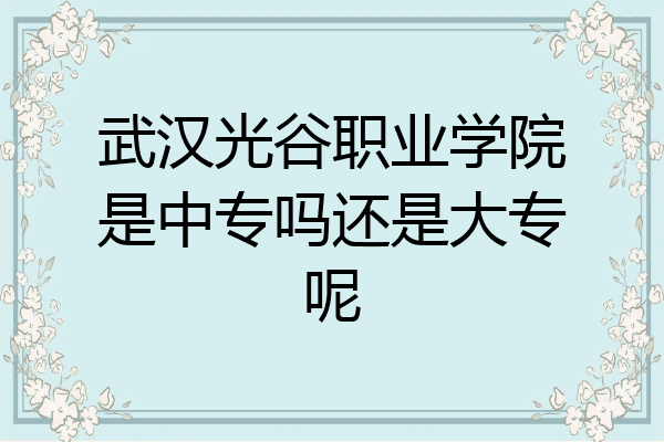 武汉光谷职业学院是中专吗还是大专呢