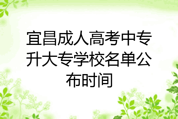 宜昌成人高考中专升大专学校名单公布时间