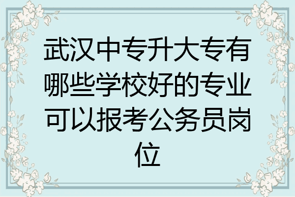 武汉中专升大专有哪些学校好的专业可以报考公务员岗位