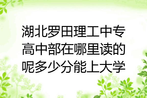 湖北罗田理工中专高中部在哪里读的呢多少分能上大学