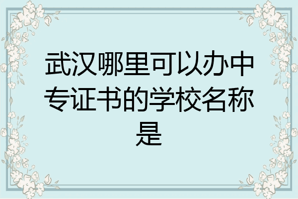 武汉哪里可以办中专证书的学校名称是