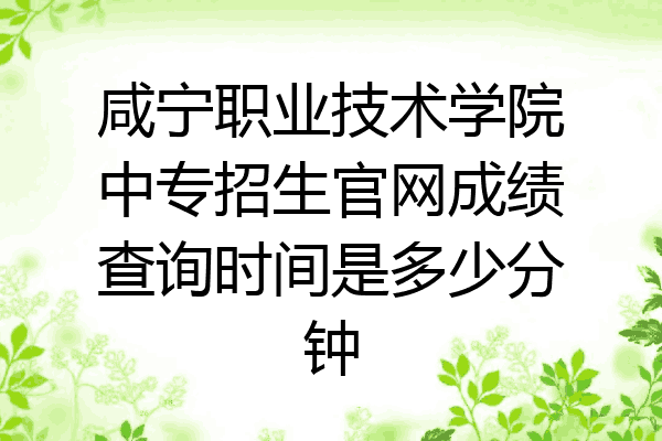 咸宁职业技术学院中专招生官网成绩查询时间是多少分钟