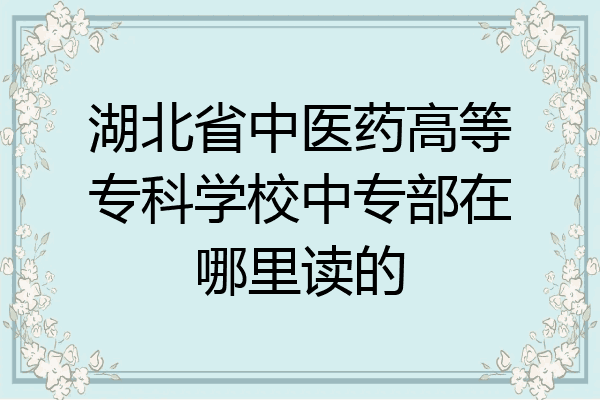 湖北省中医药高等专科学校中专部在哪里读的