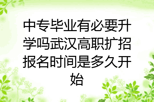 中专毕业有必要升学吗武汉高职扩招报名时间是多久开始