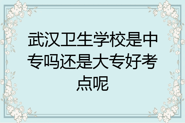 武汉卫生学校是中专吗还是大专好考点呢