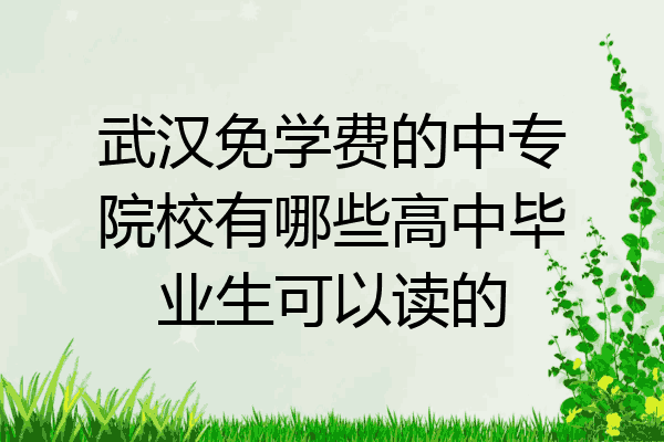 武汉免学费的中专院校有哪些高中毕业生可以读的