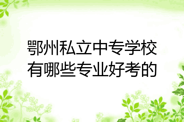 鄂州私立中专学校有哪些专业好考的