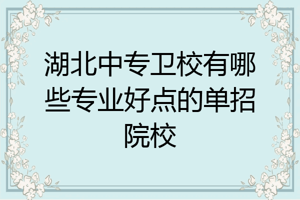 湖北中专卫校有哪些专业好点的单招院校