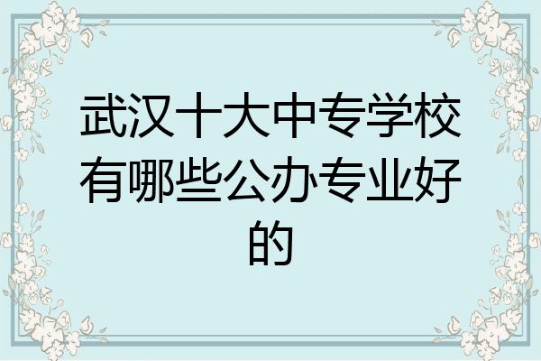 武汉十大中专学校有哪些公办专业好的