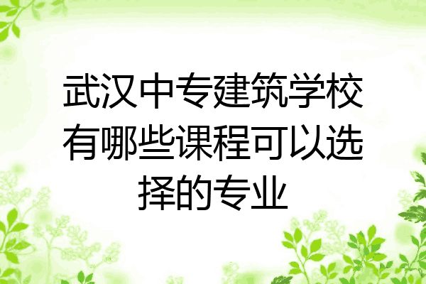 武汉中专建筑学校有哪些课程可以选择的专业