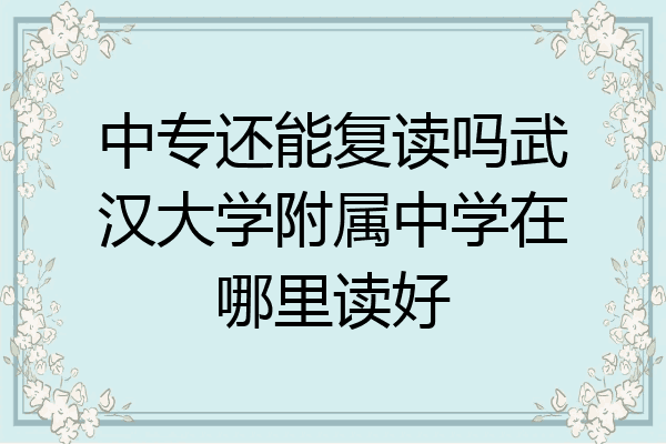 中专还能复读吗武汉大学附属中学在哪里读好