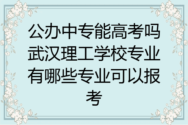 公办中专能高考吗武汉理工学校专业有哪些专业可以报考