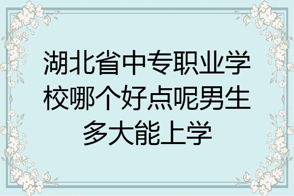 湖北省中专职业学校哪个好点呢男生多大能上学