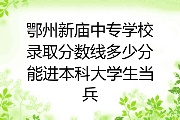 鄂州新庙中专学校录取分数线多少分能进本科大学生当兵
