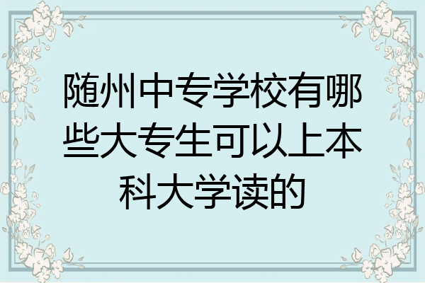 随州中专学校有哪些大专生可以上本科大学读的