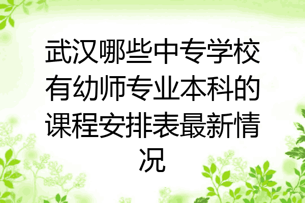 武汉哪些中专学校有幼师专业本科的课程安排表最新情况