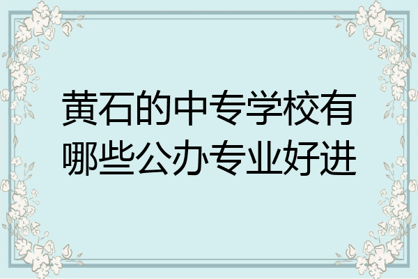 黄石的中专学校有哪些公办专业好进