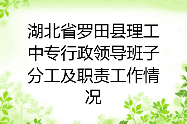 湖北省罗田县理工中专行政领导班子分工及职责工作情况