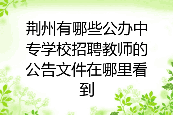 荆州有哪些公办中专学校招聘教师的公告文件在哪里看到