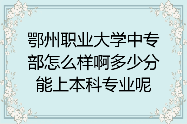 鄂州职业大学中专部怎么样啊多少分能上本科专业呢