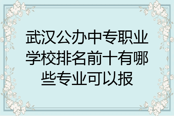 武汉公办中专职业学校排名前十有哪些专业可以报