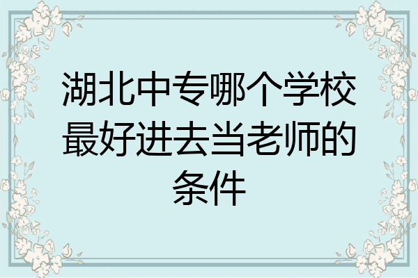 湖北中专哪个学校最好进去当老师的条件