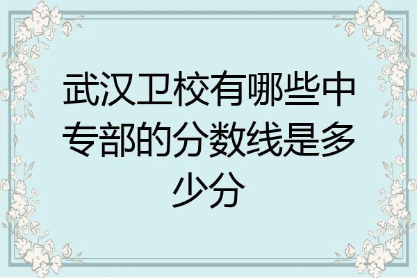 武汉卫校有哪些中专部的分数线是多少分