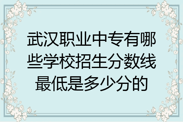 武汉职业中专有哪些学校招生分数线最低是多少分的