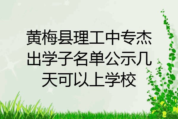黄梅县理工中专杰出学子名单公示几天可以上学校