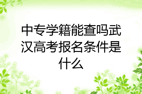中专学籍能查吗武汉高考报名条件是什么