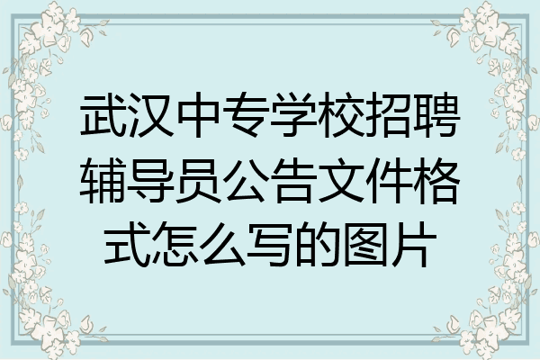 武汉中专学校招聘辅导员公告文件格式怎么写的图片