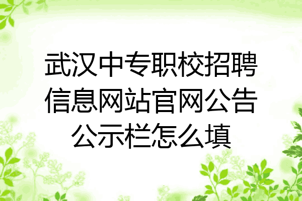武汉中专职校招聘信息网站官网公告公示栏怎么填