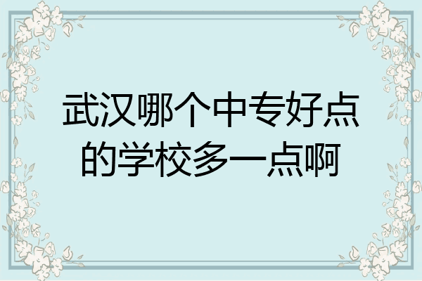 武汉哪个中专好点的学校多一点啊
