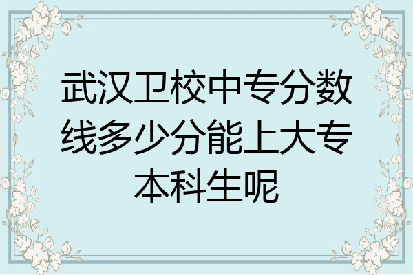 武汉卫校中专分数线多少分能上大专本科生呢