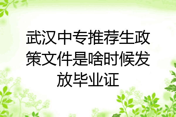 武汉中专推荐生政策文件是啥时候发放毕业证